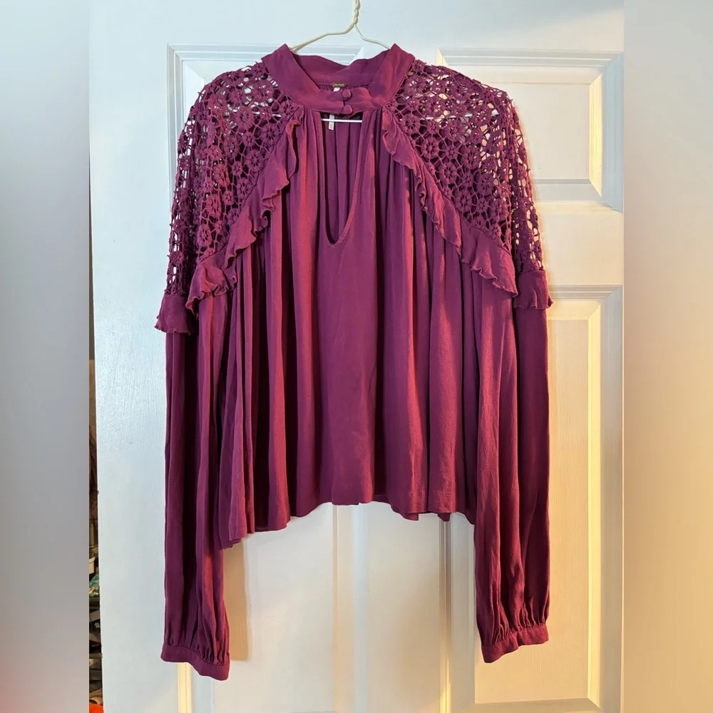 Free People Plum Crochet Blouse‎